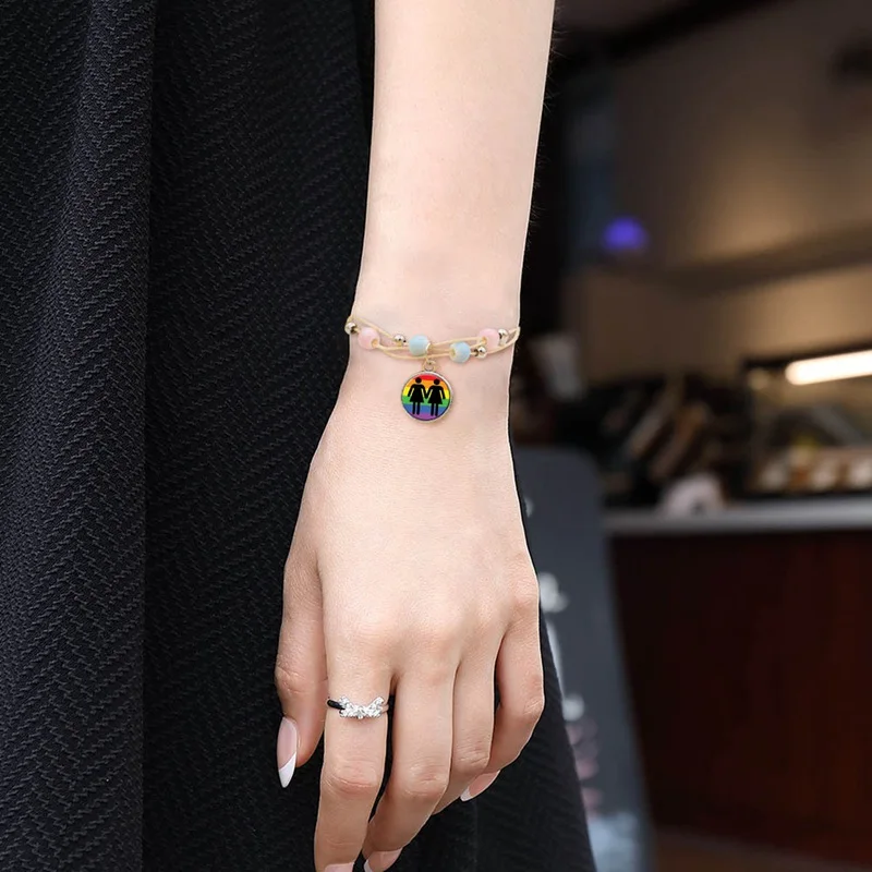 LGBT Rainbow Ceramics Bracelet Women Men Rainbow Flag Bracelets Jewellery Lesbian Bisexual Trans