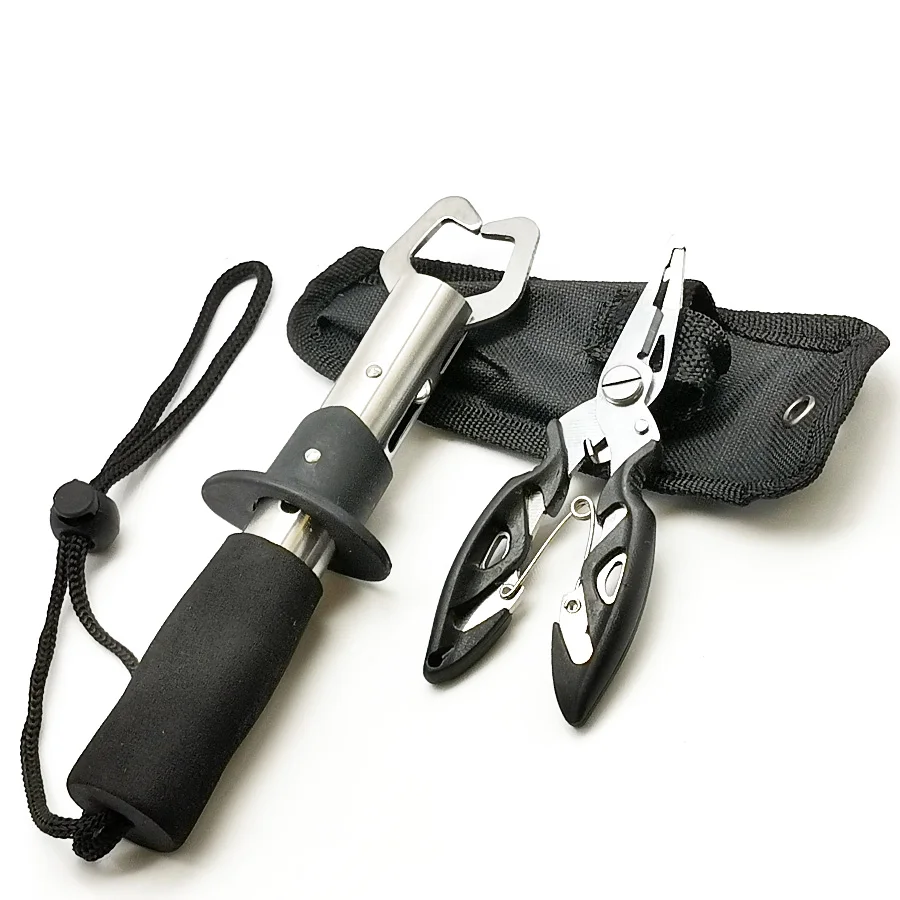 Fishing Hook Remover Fish Lip Grip Gripper Pliers Scissors Cutter Tackles Set 