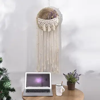 

Lace Tapestry Wall Hanging Wicker Flower Basket Home Garden Wall Hanging Decor Food Storage Container