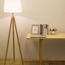 Деревянный напольный светильник в европейском стиле, напольный светильник в скандинавском стиле,, напольный светильник E27, белый абажур, Настольный светильник