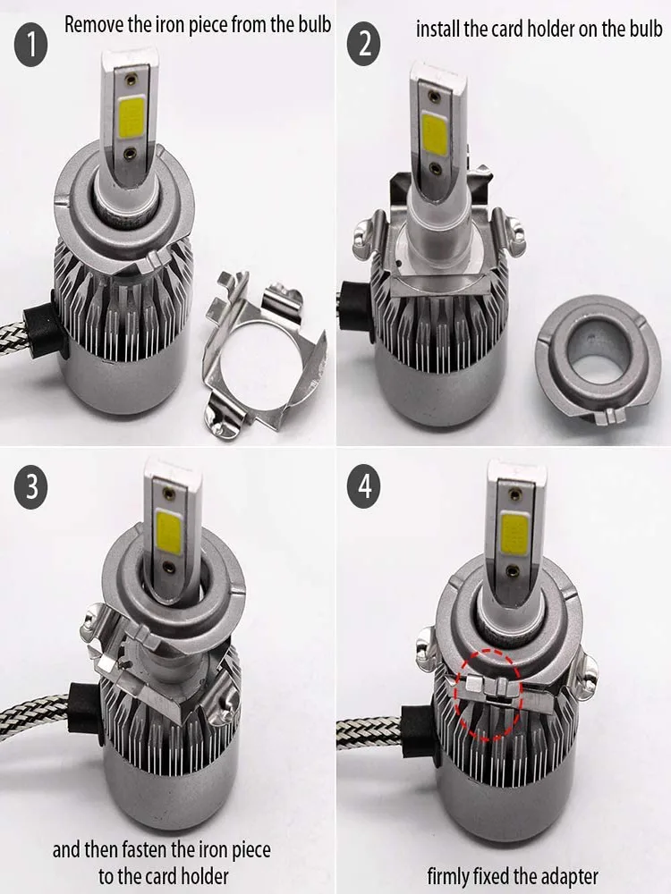 Kit Da 2 Adattatori Per Faro LED H7 – Base In Ferro Resistente Al Calore, Compatibile Con Mercedes Classe E, Regal, A3 E BMW Serie 5/X5