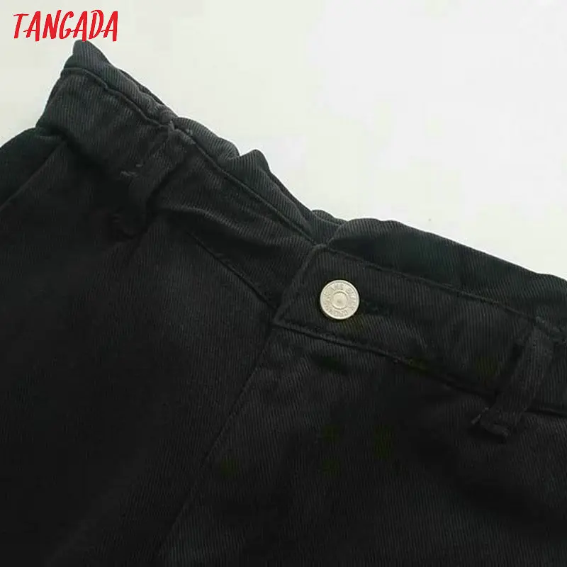 Tangada, женские черные джинсовые штаны, тянущаяся Талия,, Осень-зима, модные женские свободные повседневные винтажные джинсы, femme 4M52