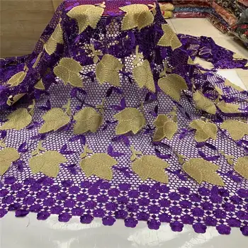 

HaoLin African Lace Fabric High Quality French Nigerian Beads Embroidered Tulle Lace Fabric with Women Wedding! YJ102187