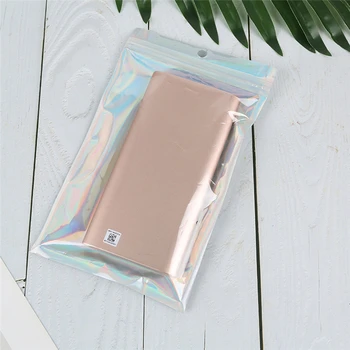 

20Pcs Iridescent Zip lock Bags Pouches Cosmetic Plastic Laser Iridescent Bags Holographic Makeup Bags Hologram Zipper Bags 2020