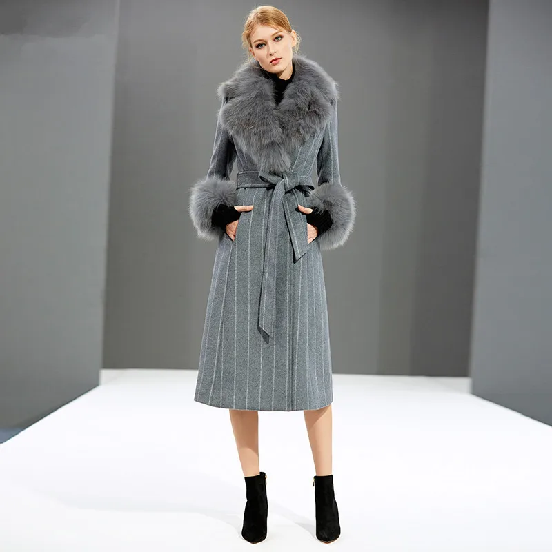 AYUNSUE шерстяное пальто Женская куртка зимнее пальто женская одежда Лисий меховой воротник шерстяной пальто женские корейские куртки Abrigo Mujer MY