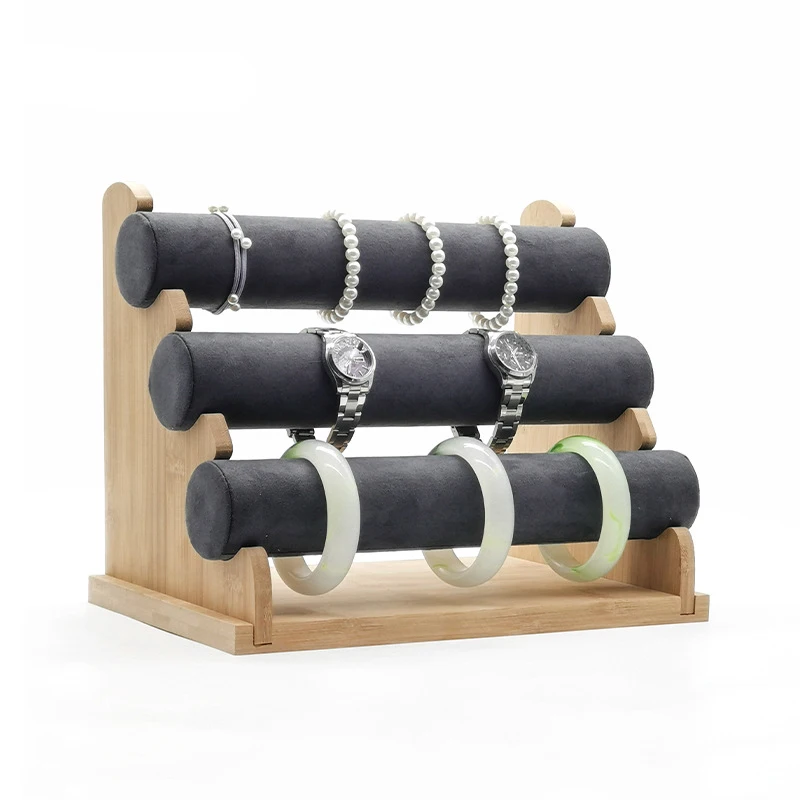 3layer Bamboo Watch Bracelet Storage Stand Bangle Jewelry Organizer Storage Holder Bracelet Display Stand Rack Jewelry Display