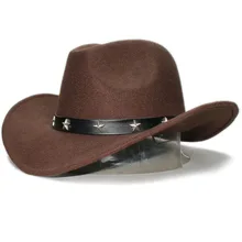 Ретро Звезда кожаный ремешок родитель-ребенок унисекс для взрослых/детей шерстяная ковбойская шляпа с широкими полями ковбойская шляпа котелок(57 см/54 см