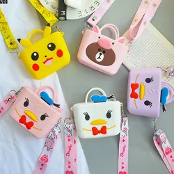 Pokémon regalo de Navidad 2021, bolsa de tarjeta de estudiante de Pikachu, pollito de dibujos animados lindo, polvo, cerdo, bolsa de mensajero para niños, Niña