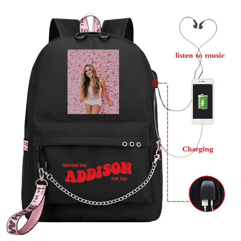 Женский дорожный рюкзак с USB-зарядкой и принтом ADDISON RAE | Багаж сумки