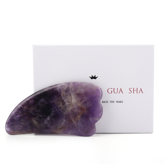Sha Scraping Massage Tool Amethyst Facial Massager Natural Anti-Aging Face Body Gua sha Stone Board Premium Purple Gua Sha