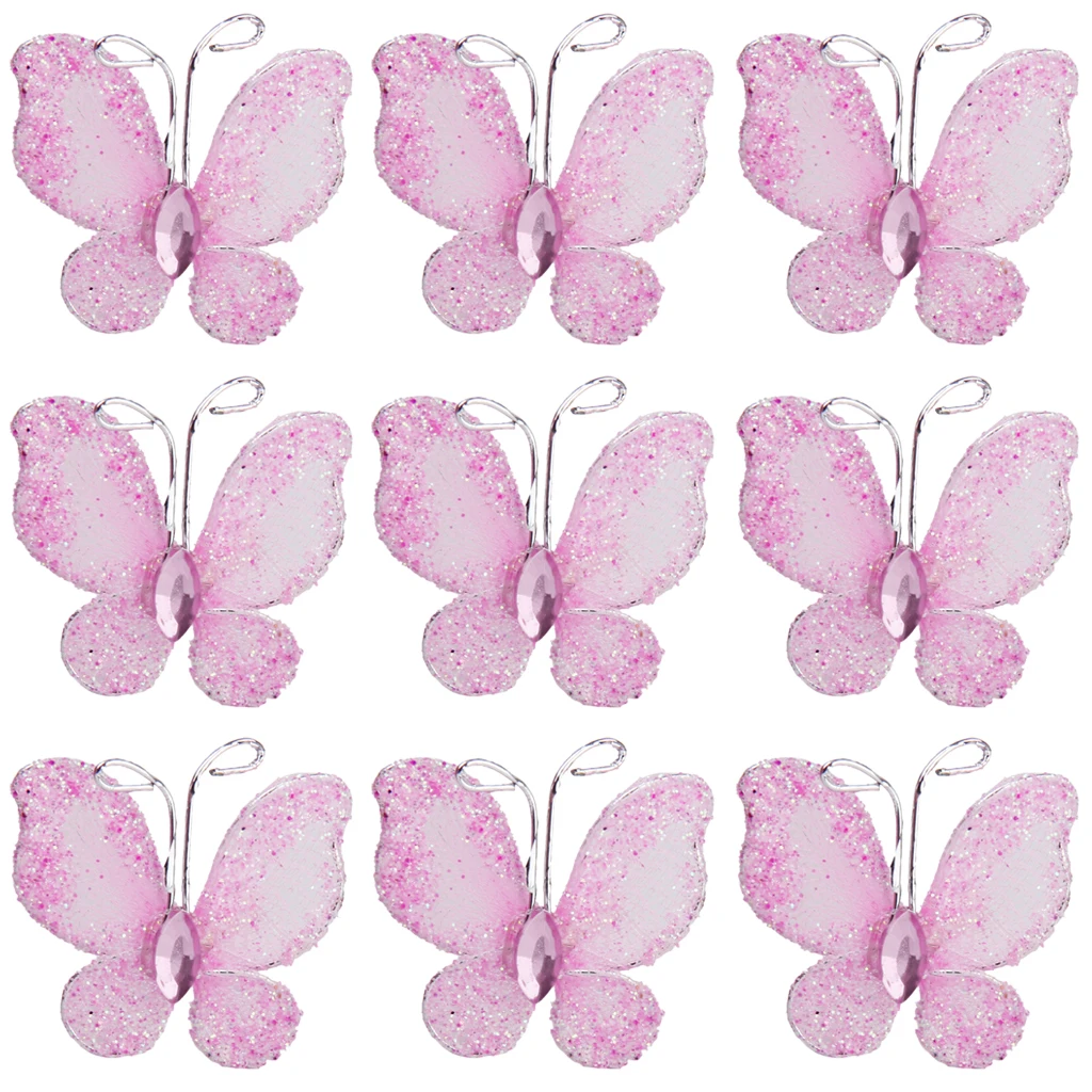  50± Glitter Wired Mesh Stocking Butterfly Wedding Invitations Card Making 3x2cm - 4000128345004