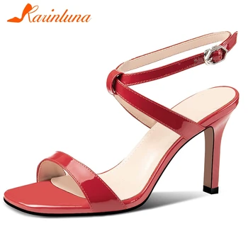 

KARINLUNA Female Party Dress Sandals Open Toe Brand Women Sandals Genuine Leather Ankle Strap High Heels Women Shoes