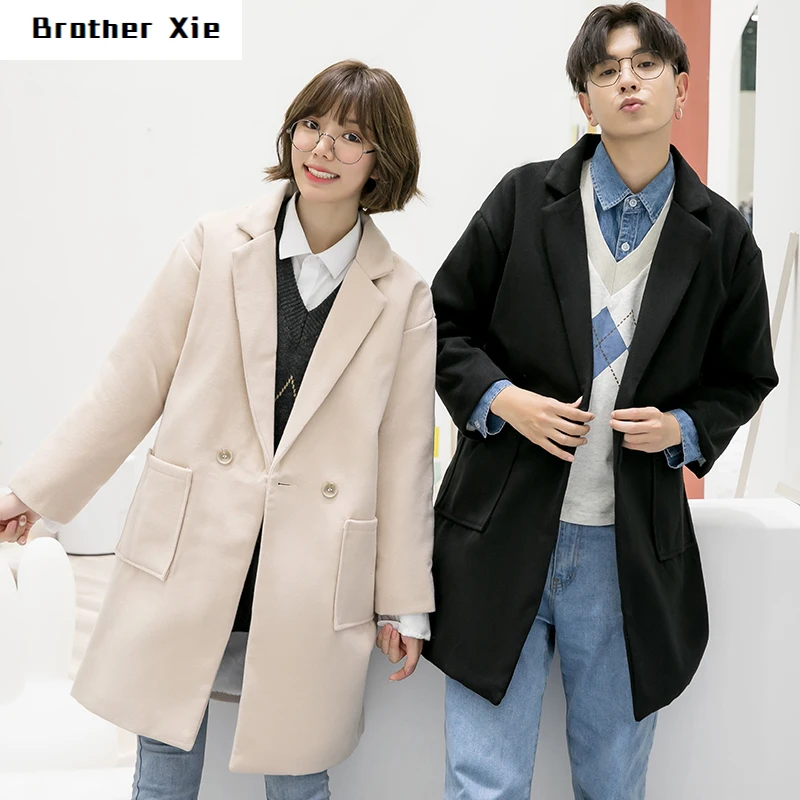 

Woollen Overcoat Man Woolen Long Fund Windbreaker Loose winter Coat men Trend Lovers Dress