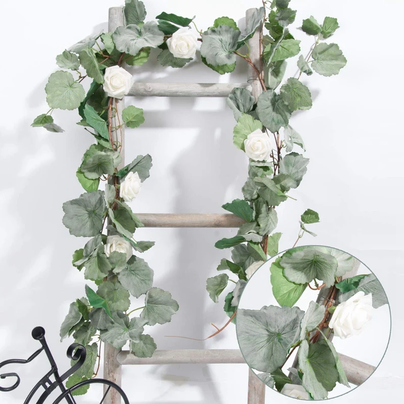 

2 Pack Artificial Hanging Leaves Vines 5.6 Feet Fake Begonia Leaves Plant Leaves Garland for Indoor Outdoor Wedding Decor Greene