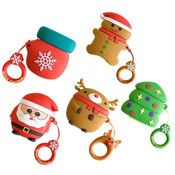 

High Quality Headphones Cover Cartoon Merry Christmas For Airpods Silicone Protective Case Charging Box For AirPods2 Waterproof