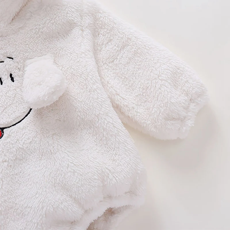 Cute Baby Bodysuits Long Sleeve Warm Baby Girl Boys Bodysuit Velvet Children Hooded Bodysuit Cartoon Baby Clothes 0-2Y