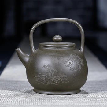 

Yixing recommended undressed ore chlorite hand hand carved small girder pot capacity of 270 ml tea sets