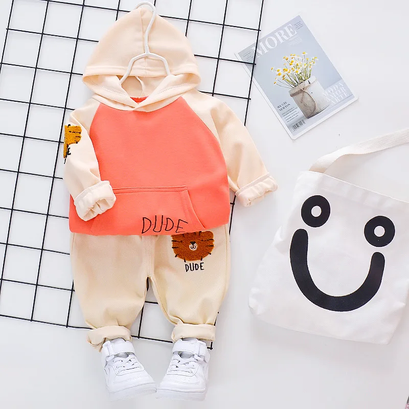 

Boys Suit Baby Spring and Autumn Sports Kids Clothes 0-3 Years Old Children Hooded Two-Piece Suit