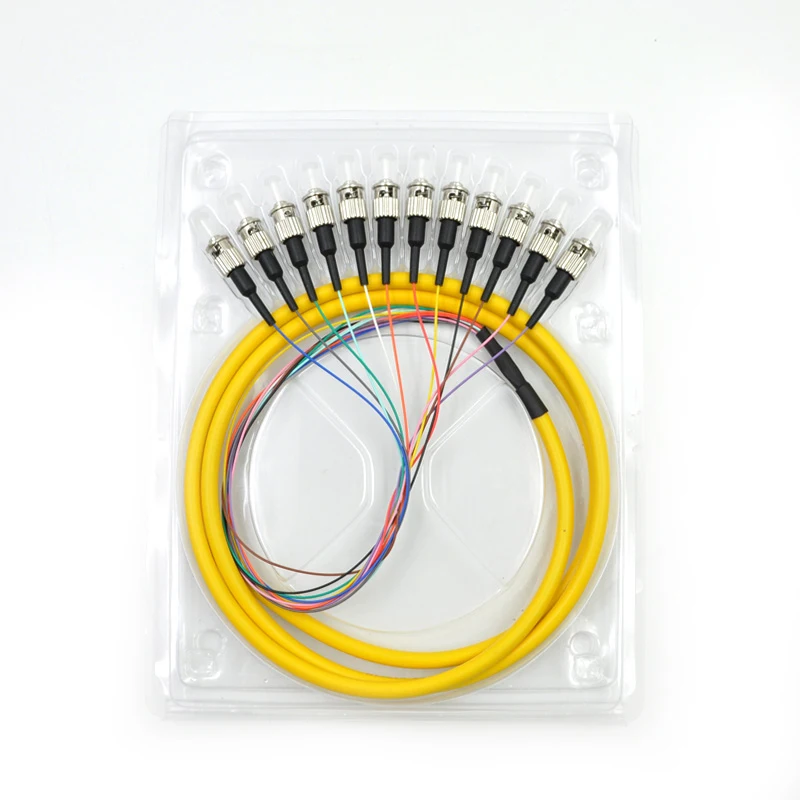 

12 Strand 9/125 Fiber Optic Pigtail 1.2m ST/UPC Single Mode