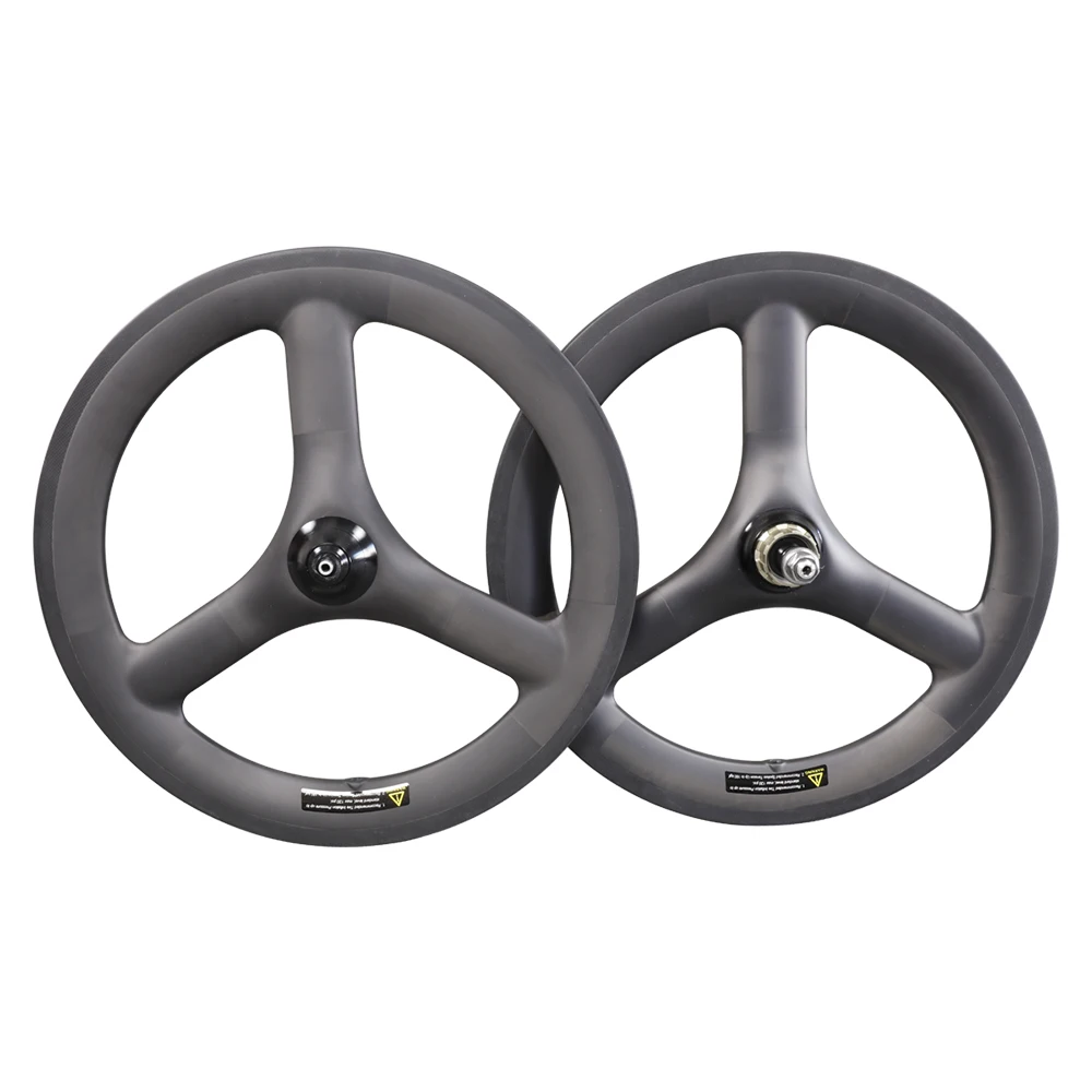 

2020 Icanbikes newest 3 spokes 16 inch 349 depth 40mm width 23mm carbon bmx wheels for folding bike passed EN Standard test