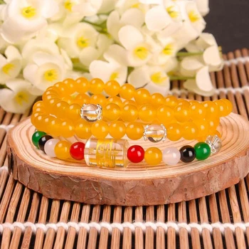 

Open light natural jade bone marrow 108 Buddha beads six words true word multi-circle bracelet men and women