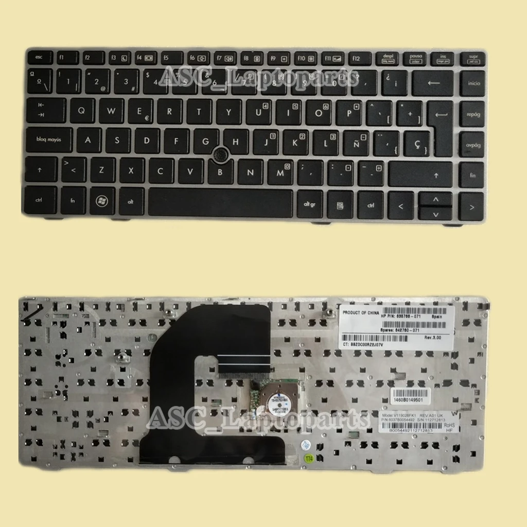 Новая испанская клавиатура Laitn с испанской раскладкой Español Teclado для HP Elitebook 8460P 8460W 8470P 8470W, черная Серебристая Рамка с точечной палкой