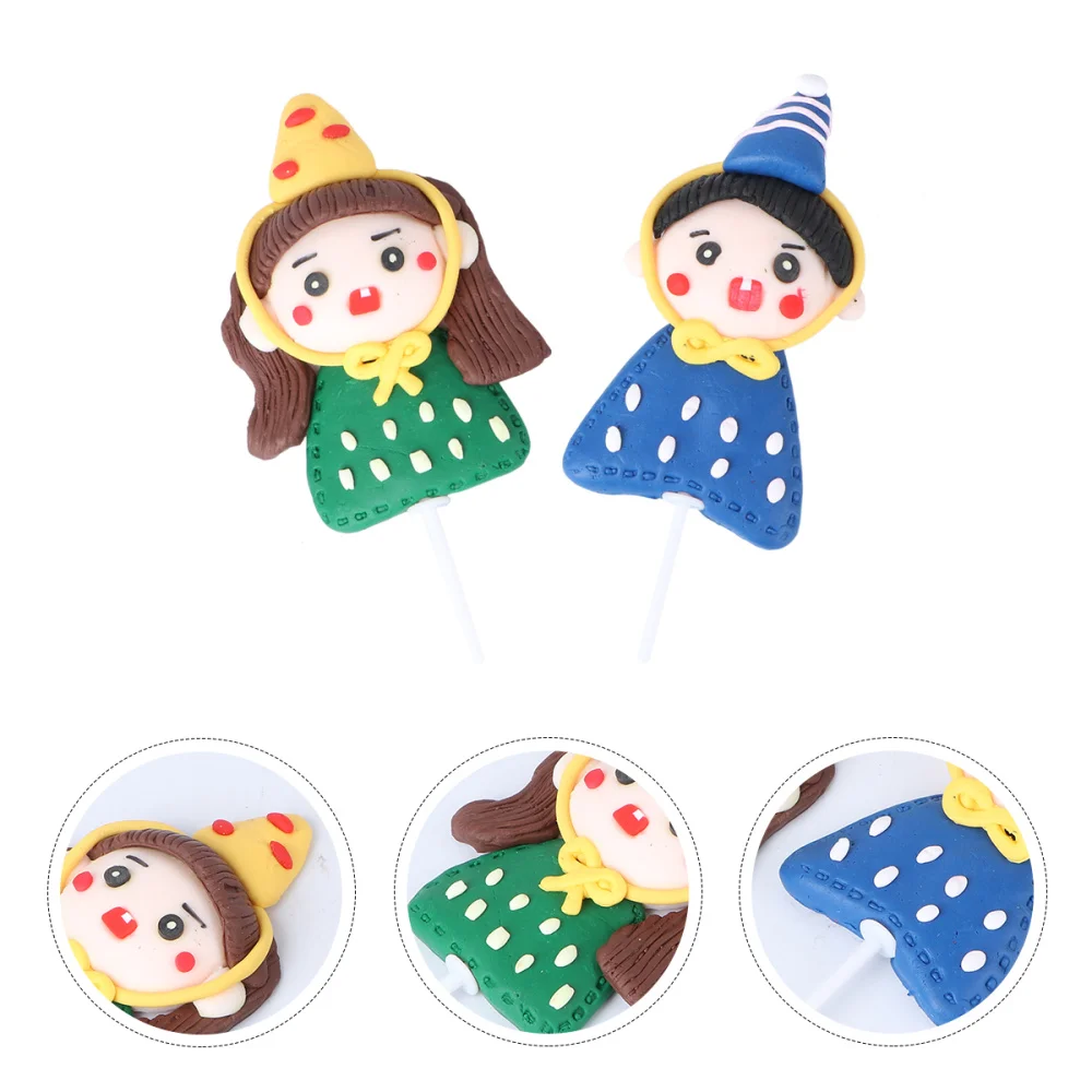 

2Pcs Cake Adornment Cake Topper Adorable Cake Decor for Birthday Decoration