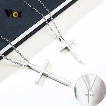 

Vnox Side Engraved Immanuel Simple Cross Pendants for Women Men Never Fade Stainless Steel Classic Couple Necklaces