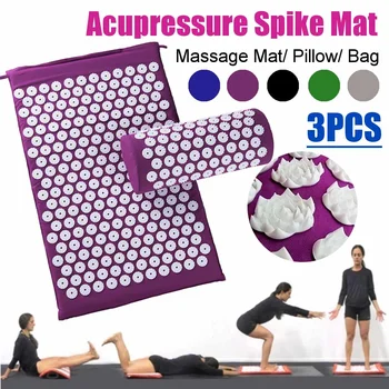 

Acupressure Mat Relieve Back Body Pain Applicator Sticky Yoga Mat Acupuncture Massage Mat With Pillow
