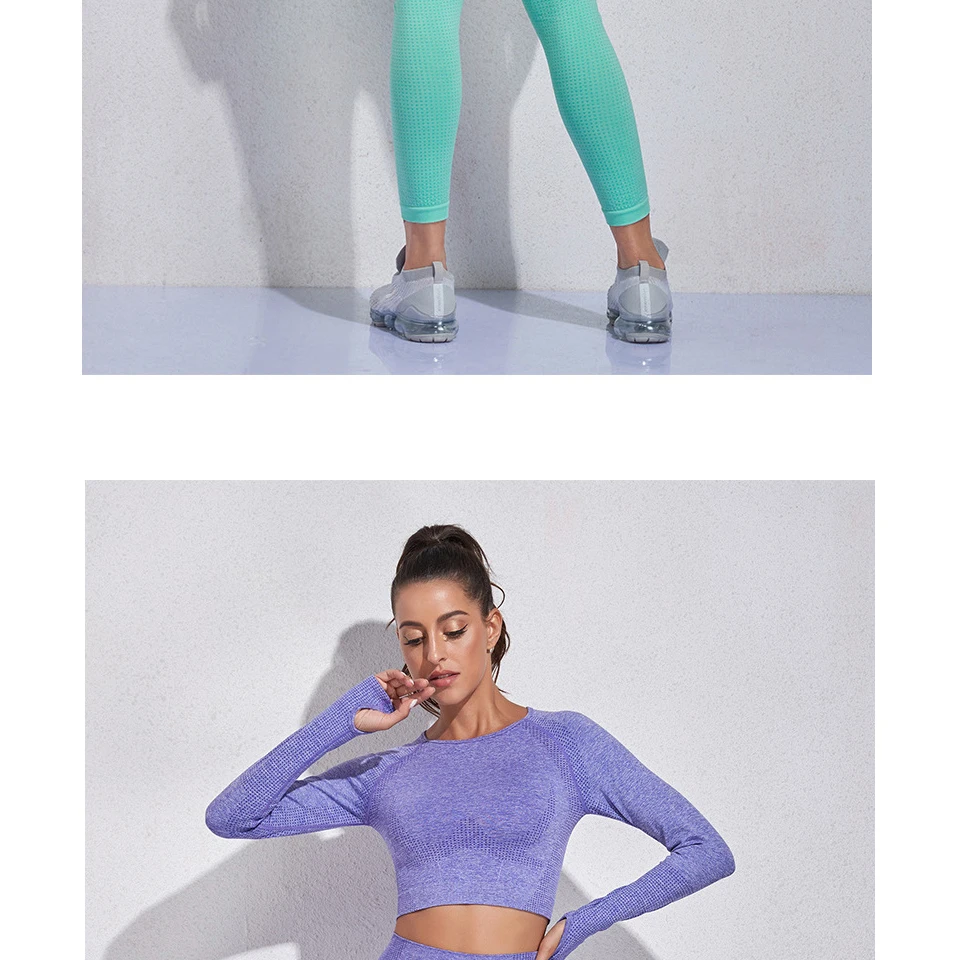 SEVEN SKIN 2/3/5PCS Seamless Women Yoga Set Gym Fitness Sportswear Long Sleeve Crop Top Clothing High Waist Leggings Sport Suits