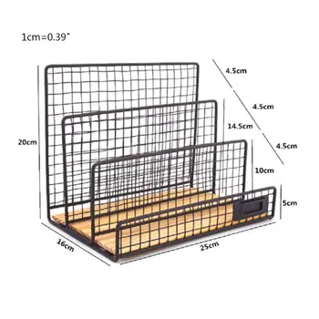 

3 Grid Iron Bookshelf Desktop Bill Document Storage Rack Magazine File Organizer G92E