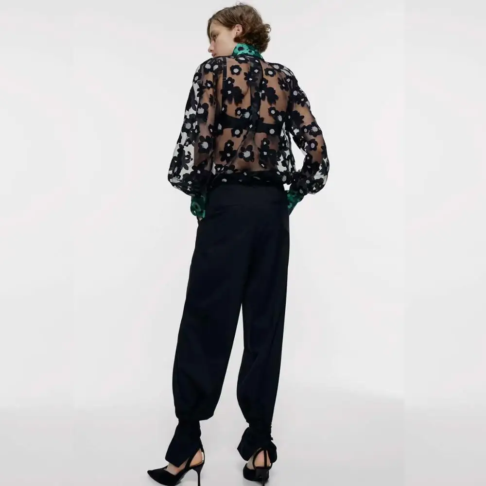 Ladyfirsy ZA рубашка в горошек с бантом женская сексуальная летняя 2020 органза