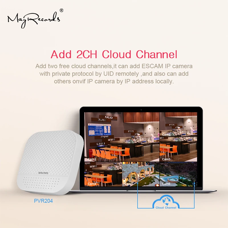 ESCAM PVR204 1080P 4 + 2CH ONVIF NVR с 2ch облачным каналом для системы ip камеры|Видеорегистратор