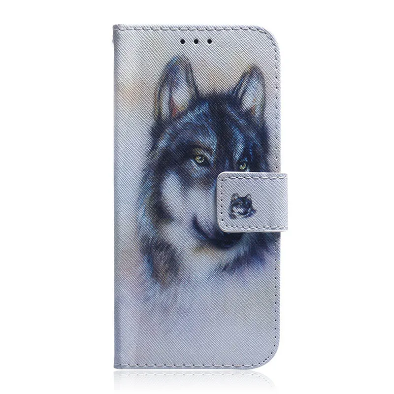 Чехол-книжка с изображением Льва из искусственной кожи+ Чехол-бумажник для Coque Xiaomi mi CC9e CC9 A3 LITE Y3 Red mi 7 7A K20 Note 6 7 Pro Чехол для Red mi Go Note 8 - Цвет: Wolf