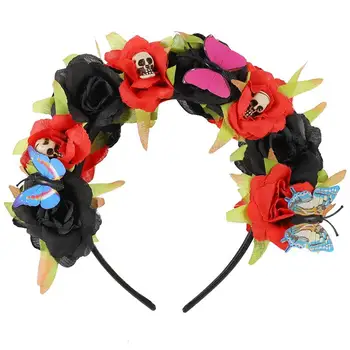 

1pc Halloween Skull Decoration Party Head Buckle Simulation Flower Headband