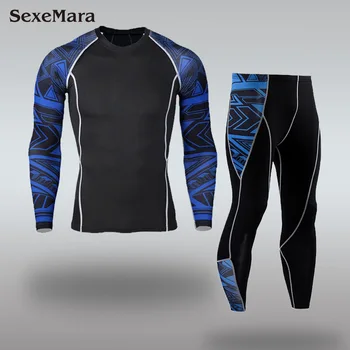 

Gym Tights Men's Compression thermal underwear Sportswear Suits training Clothes jogging Tracksuit thermal Long Johns for Men