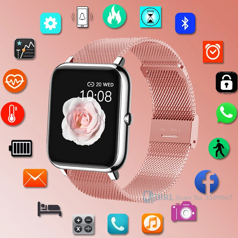 Reloj inteligente completamente táctil para hombre y mujer, pulsera electrónica con Bluetooth para Android IOS, rastreador de Fitness