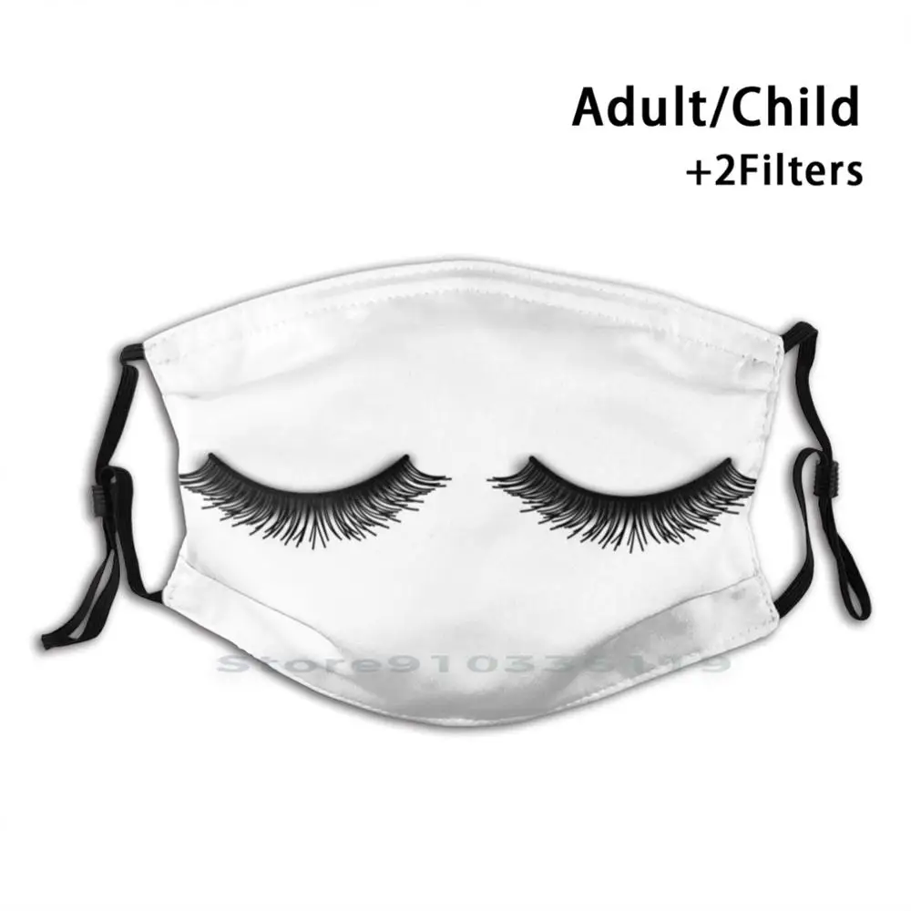 

Beautiful Eyelashes With Mascara Print Reusable Pm2.5 Filter DIY Mouth Mask Kids Eyelashes Doodler Eyes Lashes Mascara Beauty