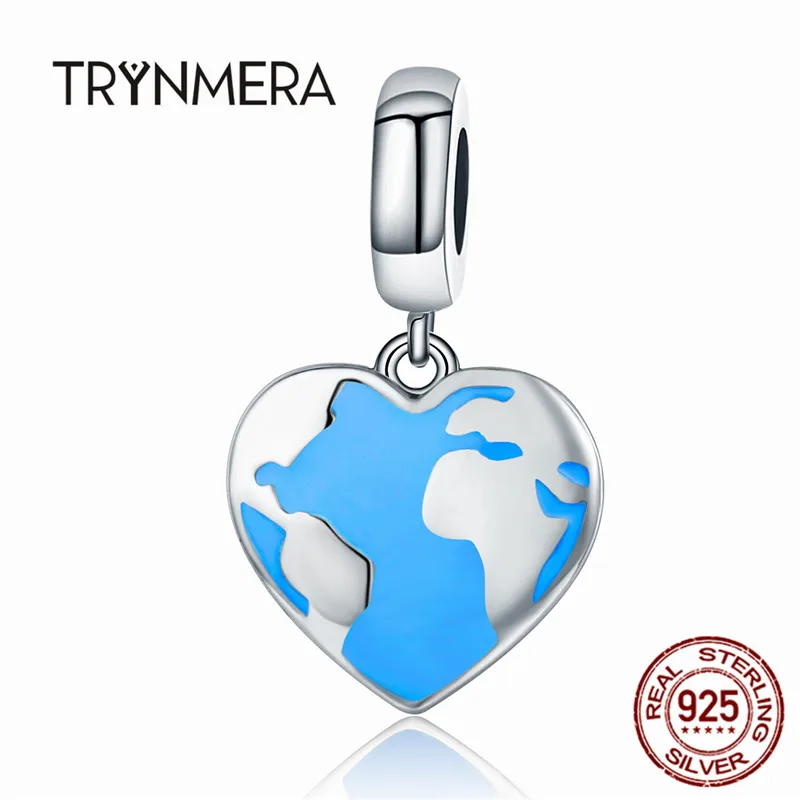 Trynmera натуральная 925 стерлингового серебра дорожные карты мечты в сердце серьги