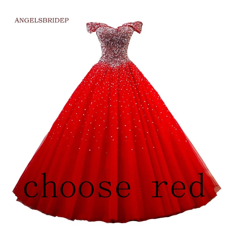 ANGELSBRIDEP Quinceanera Dresses Vestidos De 15 A&ntilde;os Full Crystal Beads Tulle Sweet 16 Ball Gowns Debutante Party Dress