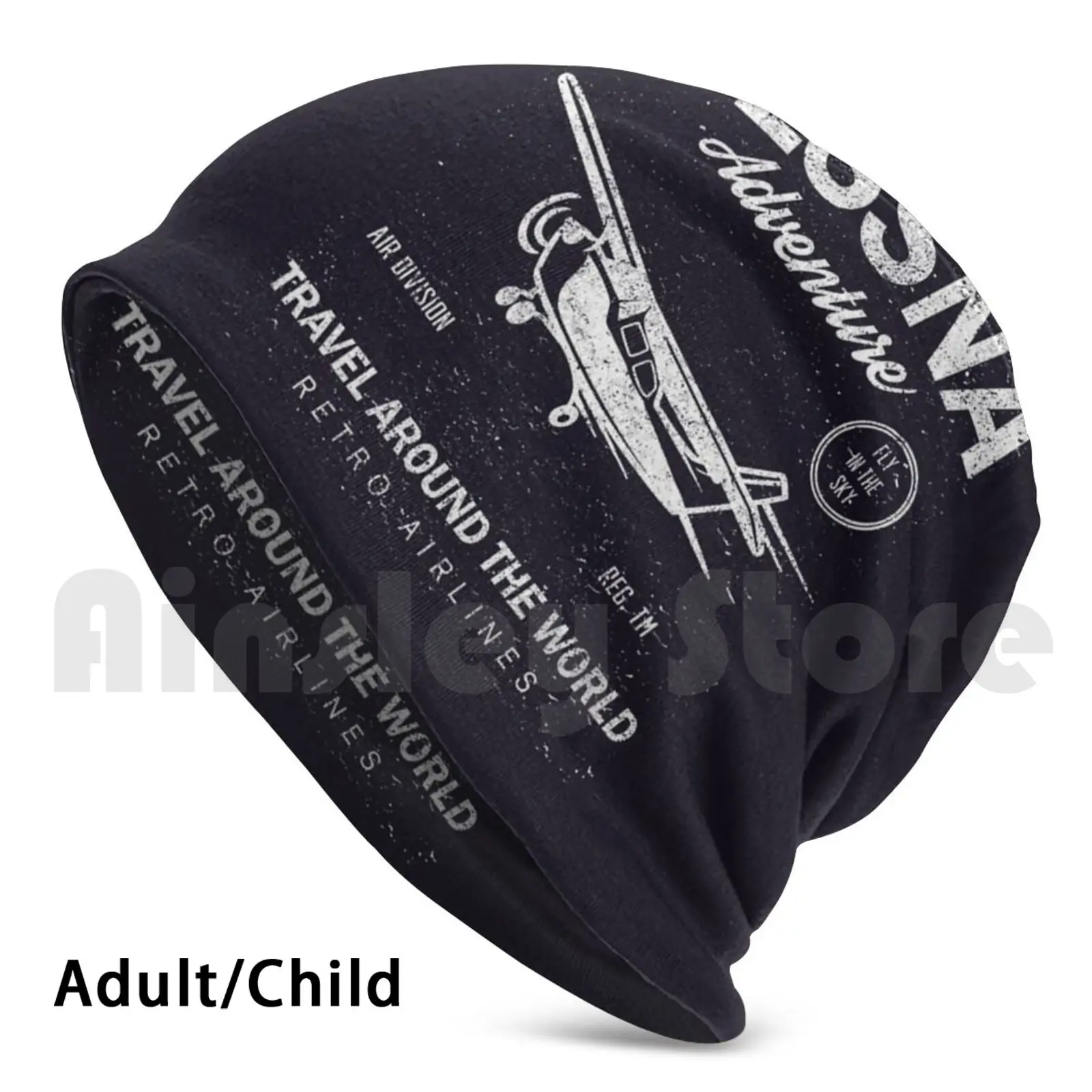 Fantastico Viaggio Avventura Cessna In Tutto Il Mondo Design Aereo Berretti Cappello Lavorato A Maglia Hip Hop Cessna Pilot Plane