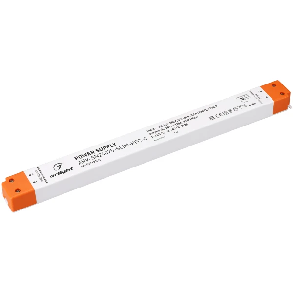 Блок питания ARV-SN24075-SLIM-PFC-C (24V 3.12A 75W) ( IP20 Пластик 3 года) | Освещение