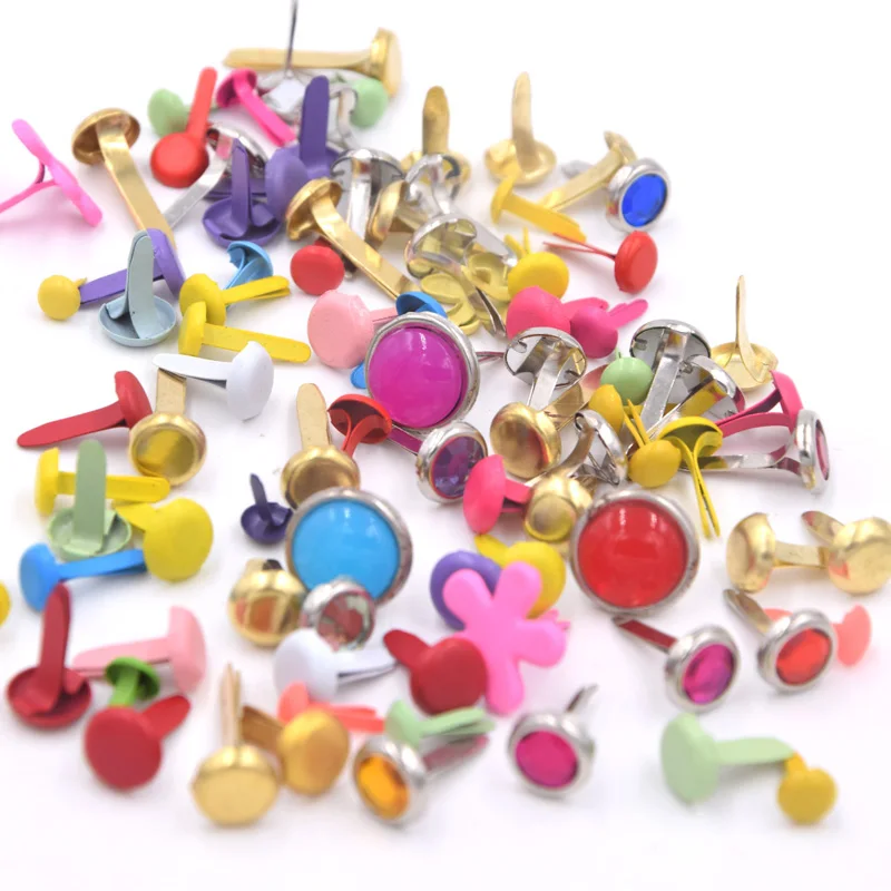 

100pcs Metal Brads Scrapbooking Embellishment Mini Brads Epoxy Pearl Brads Golden Color, Scrapbook Kits Free Shipping