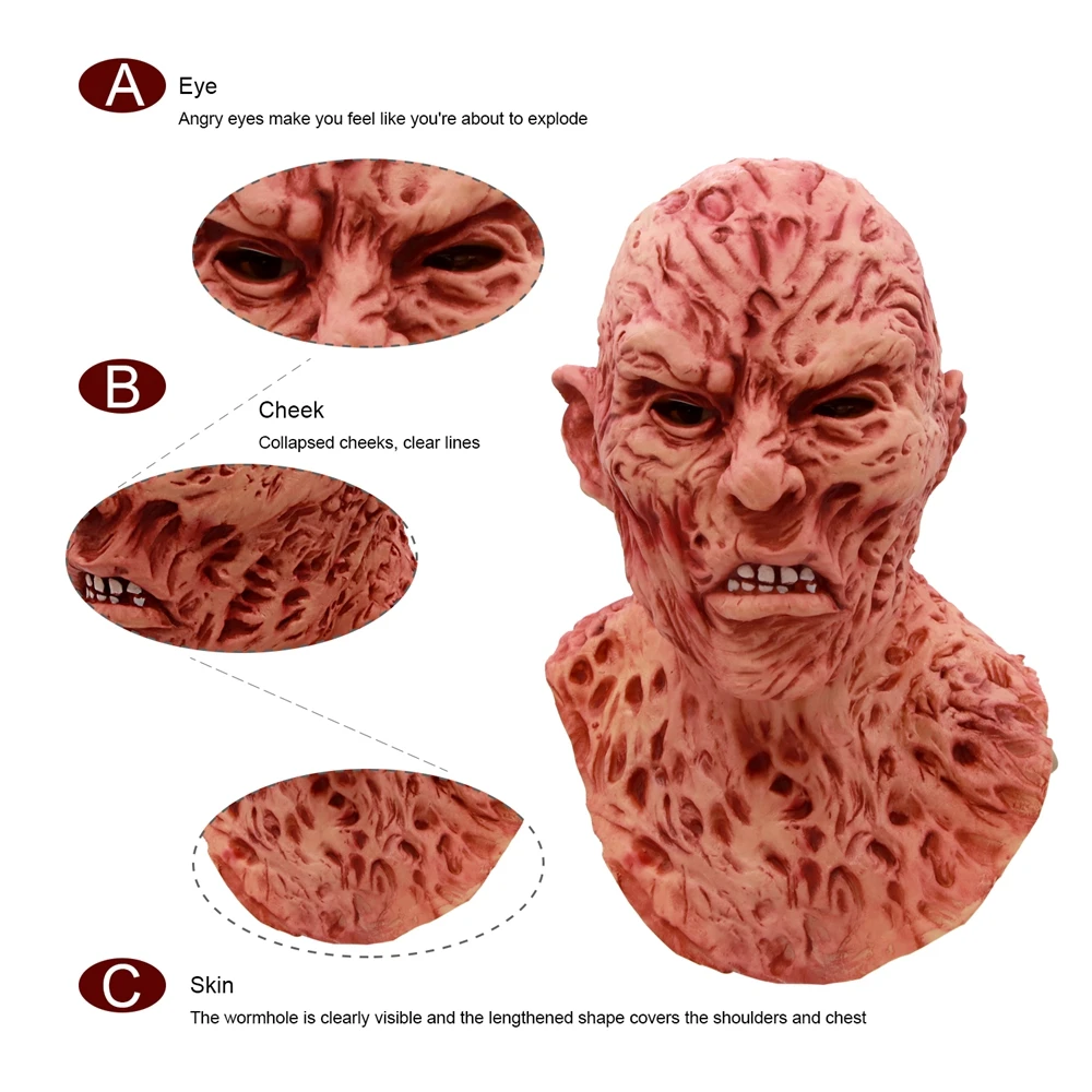 Новая ужасная Маска Freddy Krueger Реалистичная Женская Роскошная фотография