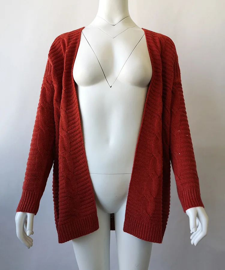 Осенне-зимний женский свитер, толстый вязаный кардиган, повседневное Свободное пальто и куртка, женские модные вязаные свитера, одноцветная верхняя одежда, топы