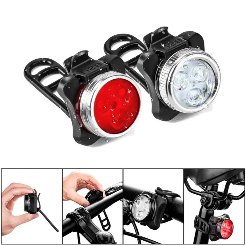 1 Pair USB Rechargeable Bike Light Set Super Bright Front Headlight and Free Rear LED Bicycle Light Safety Warning 2019 1 Pair USB Rechargeable Bike Light Set Super Bright Front Headlight and Free Rear LED Bicycle Light Safety Warning 2019
