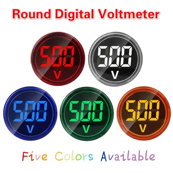 

22mm Digital Voltmeter Round Volt Indicator Mini LED Voltage Meter Monitor Signal Lamp Range AC 60-500V Voltage Meter Ammeter