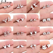 Jisensp модные ювелирные изделия мультфильм Микки животное мышь серьги гвоздики для женщин дети милые собака и кошка птица серьги из нержавеющей стали