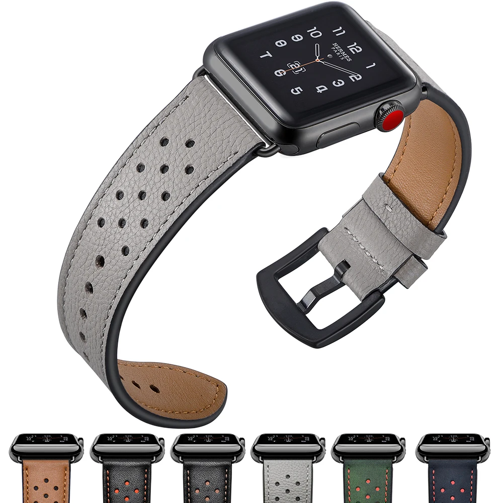 Ремешок из натуральной кожи для Iwatch Series 4 3 2 1 38 мм 44 цветной кожаный ремешок часов