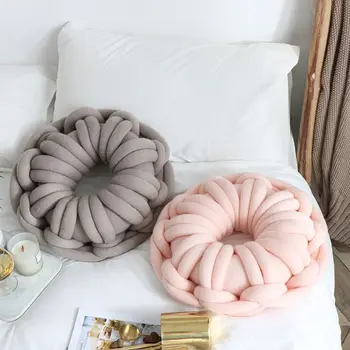 

Circle Ring Knot Pillow Lumbar Cushion Handmade Solid Color Throw Stuffed Car Kids Bedroom Decor